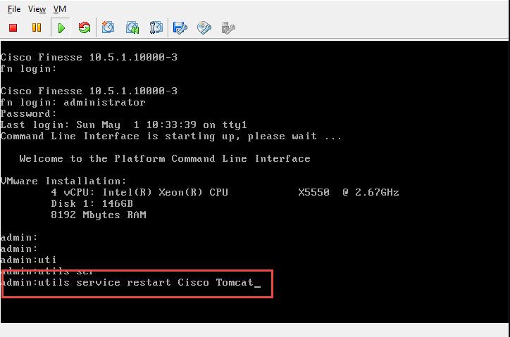 Now SSH to Finesse Server and Restar the Cisco Tomcat SSH 142.1Y.64.