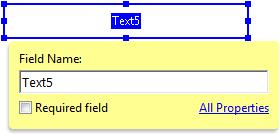 1 Adding a Text Field 1. In the Tasks Panel, click Add New Field. 2. Select Text Field from the drop-down list.