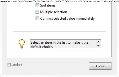 Since the List Items are essential to the functioning of List Box, the Options tab is covered here. See section 3.8 for other List Box properties. 7. Click the Options tab.