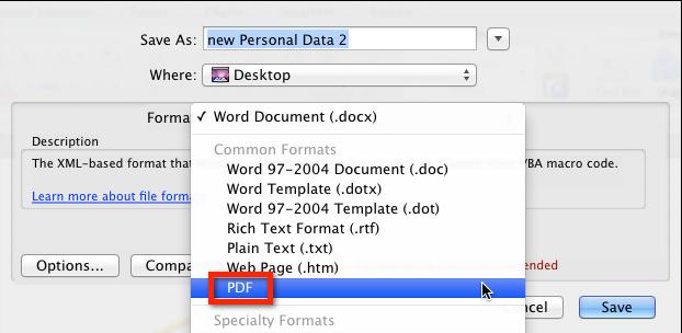 Figure 69 - PDF format 5. Change the name and location of your file as needed. 6. Click Save.