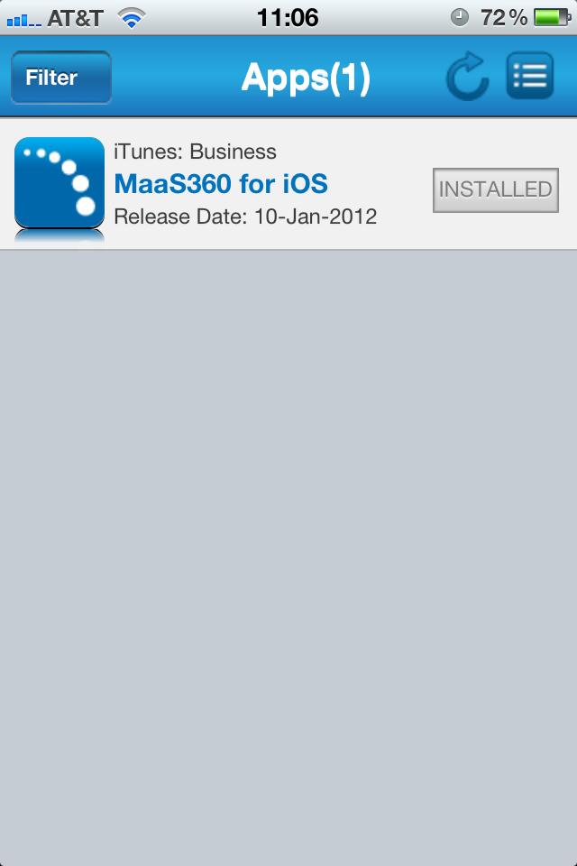 Separate from MaaS360 App > Displays: All App