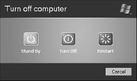Chapter 1: Controlling Applications under Windows Shut Down Your Computer 1. Choose Start Turn Off Computer. 2.