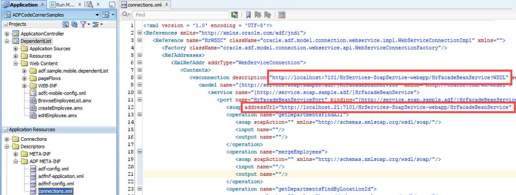xml file to open it in the JDeveloper source editor.