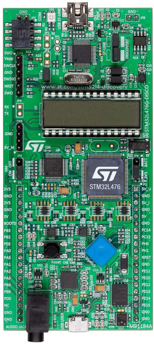 Discovery kit with STM32L476VG MCU Data brief Features STM32L476VGT6 microcontroller featuring 1 Mbyte of Flash memory, 128 Kbytes of RAM in LQFP100 package On-board ST-LINK/V2-1 supporting USB