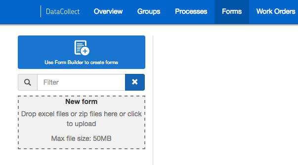To create and upload a form in Form Builder: Click Use Form Builder to create form. Forms can be created, titled, saved and uploaded to the web interface.