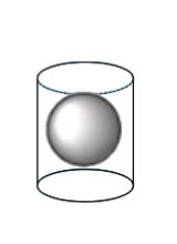 The height of the cylinder is 6m, the radius of the cylinder is 3m, and the ball has a radius