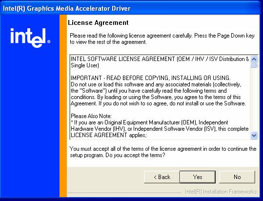 Click the Next button on the Intel (R) Chipset Graphics Driver Software InstallShield (R) Wizard window.