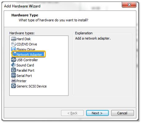 FusionHub Evaluation Guide Installation on VMware ESXi Server 9. On the Add Hardware Wizard dialog, select Network Adapter.