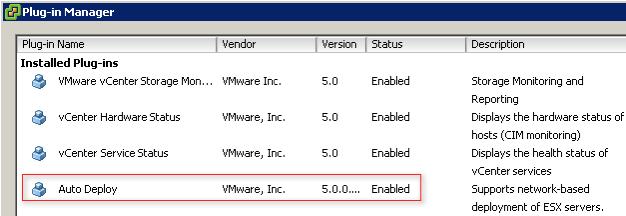 Verify the Auto Deploy Server Installation After you have installed the Auto Deploy server, or deployed the VCSA, log in to your vsphere Client and verify that the Auto Deploy plug-in is successfully