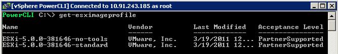 Start by listing the available image profiles as follows: PowerCLI C:\> get-esximageprofile Figure 13.