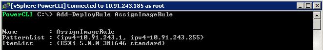In this example, we will use the ESXi-5.0.0-381646-standard image profile. Next, identify the IP subnet for the hosts that will be deployed using Auto Deploy.