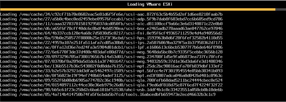 Figure 26. ESXi Boot After the ESXi installation is completed and the host boots, it is added to vcenter. If a rule was defined to apply a host profile, the host profile will also be applied.