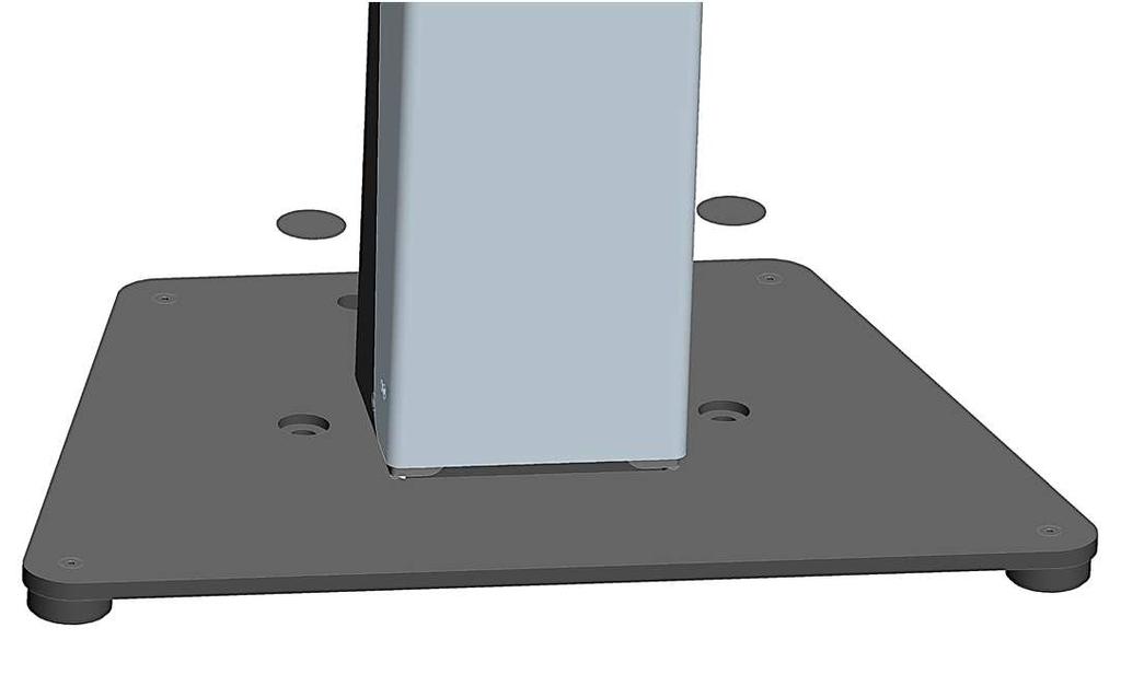 (2) bolt holes available on top of base to secure stand to floor.