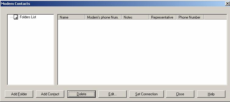 In the Modem Contacts window now displayed, click the Add Folder button. 14.