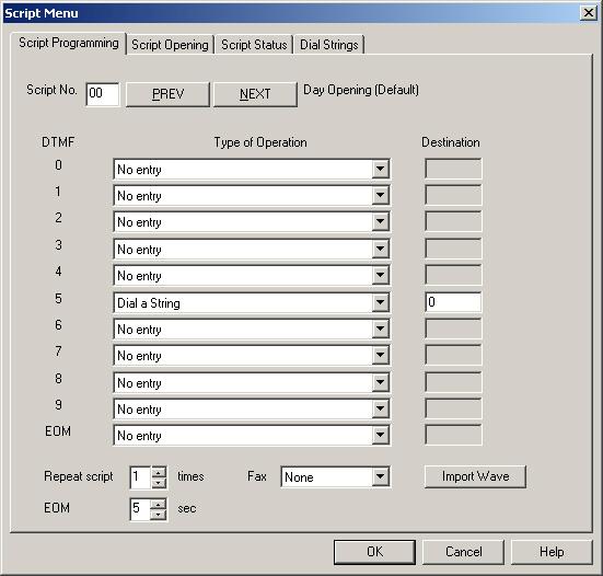 Select Dial a String as the Type of Operation for DTMF line number 5.