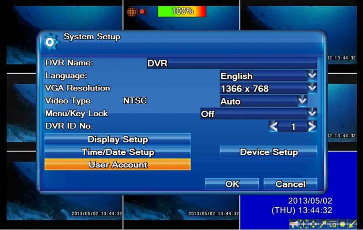 1440x900 Video Type Auto or Manual Menu / Key Lock On/Off DVR ID Number 0~63 Display setup