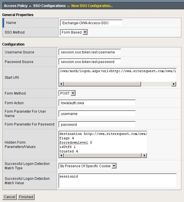 Figure 4.1 SSO configuration for OWA Creating the web application The next task is to create the Web Application. To create the Web Application 1.