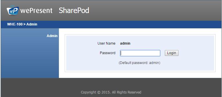 7 Web Admin 7.1 Login Admin Page 1) Connect the SharePod to the same network of your laptop, then open a browser window to visit the SharePod web admin page.