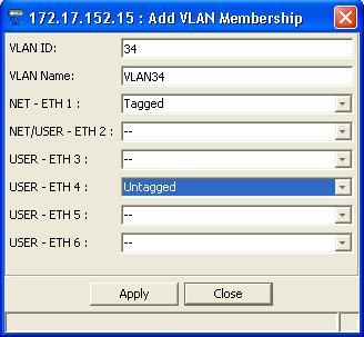 Chapter 3 Configuration Management User s Manual Figure 3-14. Add VLAN Membership Dialog Box 4.