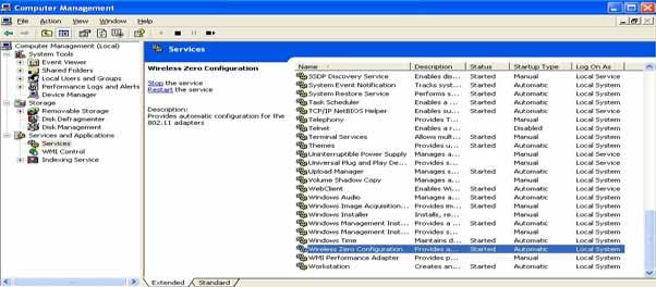 B. The Computer Management window comes up. Select Services from the Services and Applications menu.