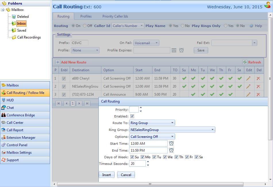 o Call Announce - Announces the call use this option when forwarding to cell phones. When a call is received you can press 1 to accept the call or press 2 to route the call to voicemail.