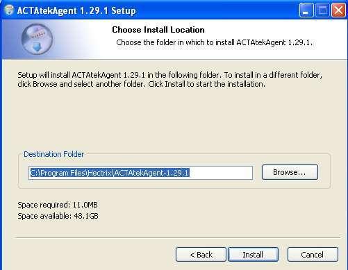 5. This is the default location that the Agent will be installed at. So, click Install to begin the installation. 6.