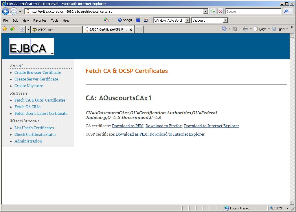 Returned to Fetch CA & OCSP Certificates function: The Digital Signature is now fully trusted : Certificate