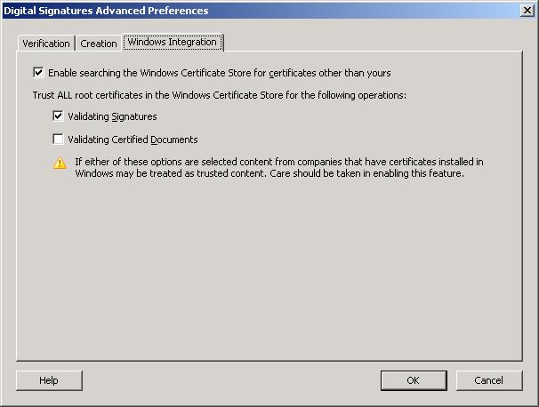Verify that both the Enable searching the Windows Certificate Store for