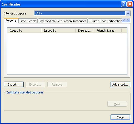 Certificates option tabs display: 5.