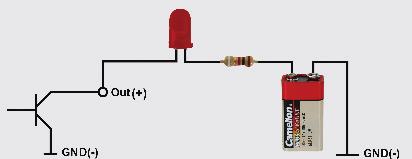 7V) on 9V battery  of the led) Example: How to switch an LED by means of an open