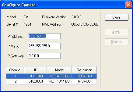 2. Installation Item Search Update Firmware Close Description Click this button to search for Epson Smart Cameras. You cannot search for Epson Compact Vision cameras. Refer to section 2.5.