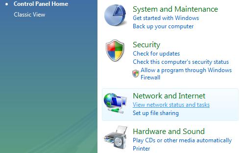 2. Installation Windows Vista Network Discovery Setting (1) Select Control Panel from
