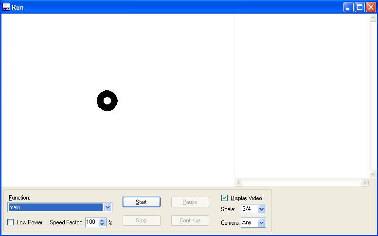 3. Quick Start: A Vision Guide Tutorial Image Display Text Area Figure 9: Run window with Image Display and Text Area (2) Click on the Start button located at the bottom left corner of the Run window.