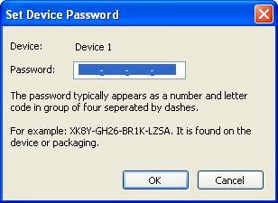 Password column by default is blank and Enter Password button can be used to enter it.
