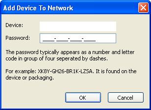 Add button is used to add a remote device to the existing network by entering the device password of the device. A dialog box will appear as shown below in Figure 3-4.