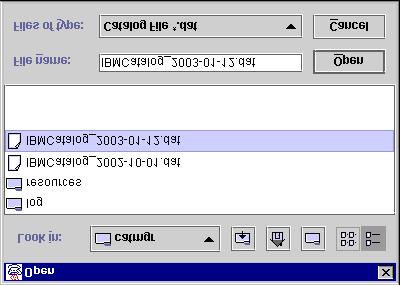 Importing the IBM catalog 3. Select the IBM catalog file and click Open. 4. A message appears to tell you that the import takes seeral minutes. Click OK to continue.