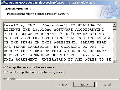 Then in the License Agreement window, check the item I accept the terms in the license agreement and click Next button to