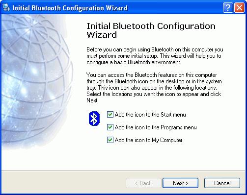 SELECT BLUETOOTH SERVICES When the first time Widcomm driver is installed, and USB