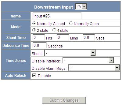 Configuring Other I/O & Groups Tab Click Downstream to display the Downstream Input screen: Figure 2-19: Configuration > Other I/O & Groups > Inputs Tab > Downstream The Input tab enables you to: