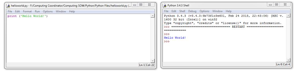 Python Programming Hello World Program In Python, a command called print displays the text on