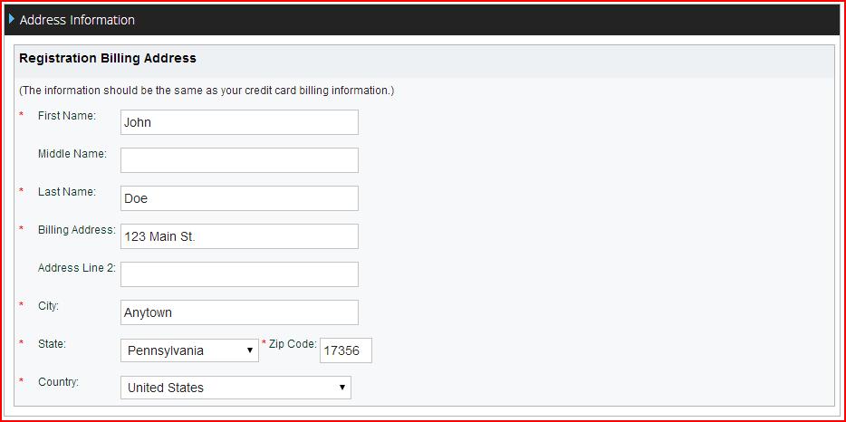 Checkout continued Enter the billing address information associated with the credit card used