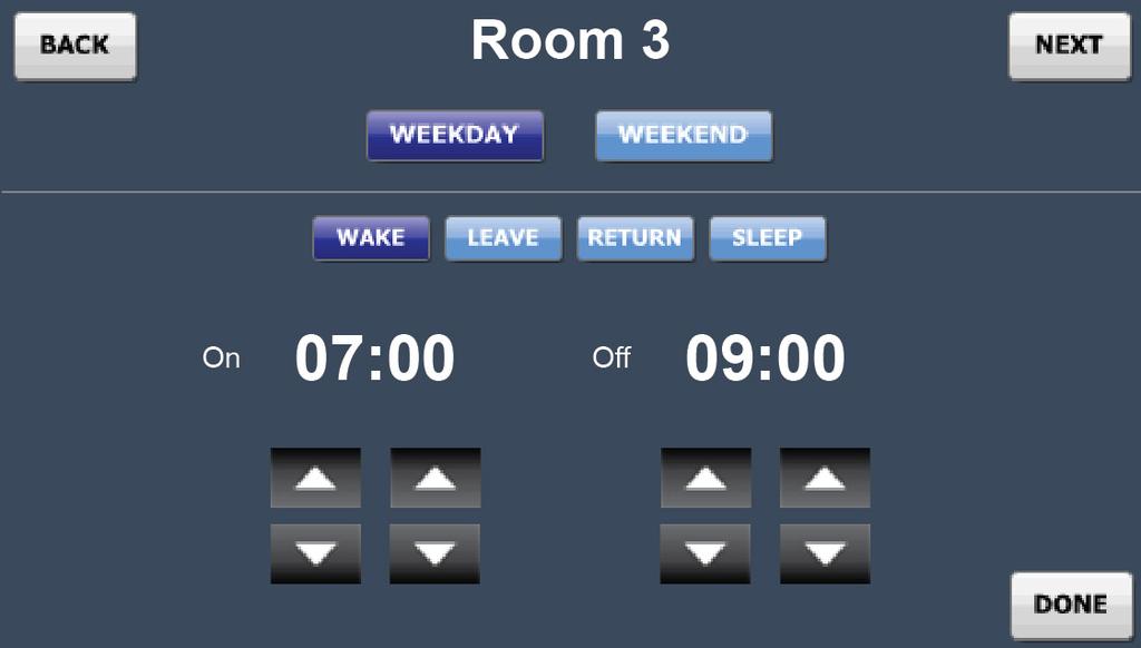 Timer Zones Editing the Switching Times The Edit icon enables you to program the switching times for the selected time clock. Time clocks provide Weekday/Weekend or 7 Day Programming options.