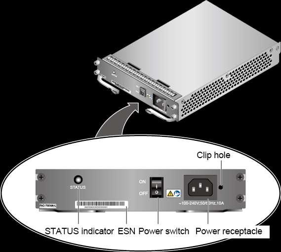 1.3.4.4 Power Supply System 700 W AC Power Module The USG6680 has two 700 W AC or 350 W DC power modules for 1+1 power redundancy.