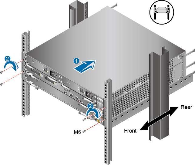 2 Hardware Installation Figure 2-37 Mounting the USG in a cabinet ----End Follow-up Procedure Perform the following checks after the installation: Ensure that the USG is placed securely inside the