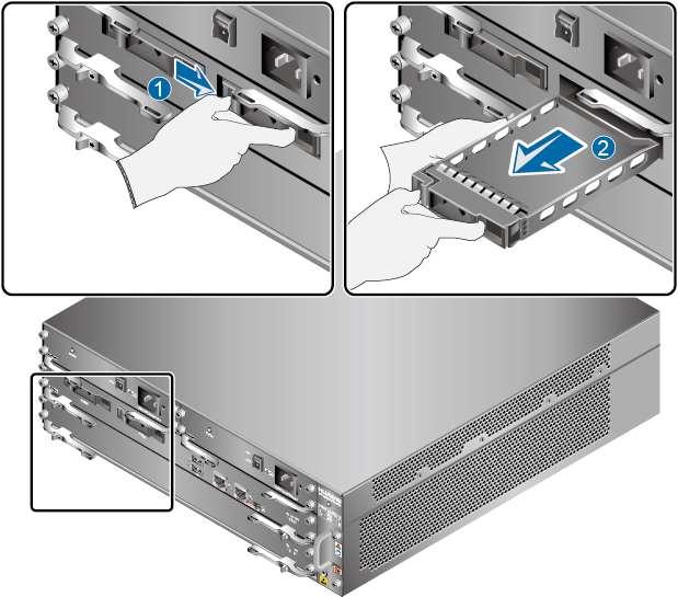 3 Maintaining the Hardware 1. Remove the filler panel from the hard disk slot. HDD1 is used as an example. Figure 3-5 Removing the filler panel from the hard disk slot 2.