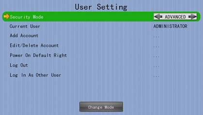 User Guide PAGE 104 4.4.10. User Account In TeleEye GX, advanced security mode supports multiple user accounts with flexible access rights.