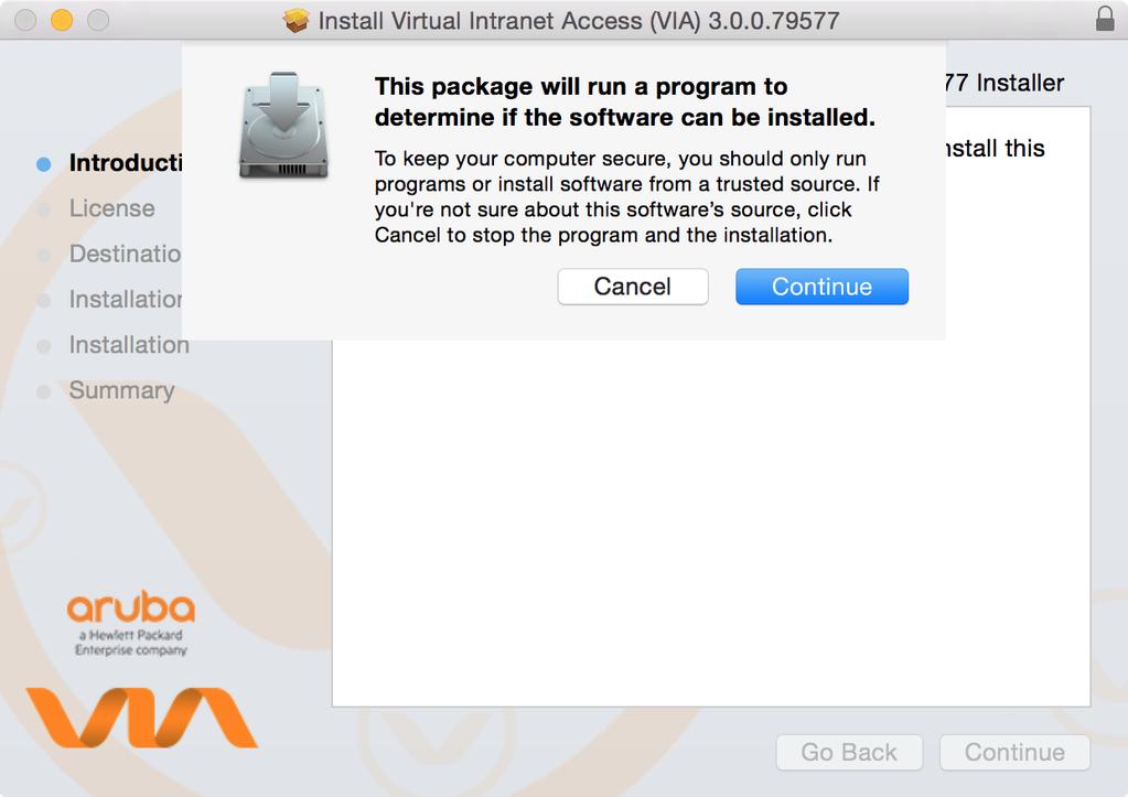 Figure 61 Introduction Screen In some instances, when you open macviainstaller.
