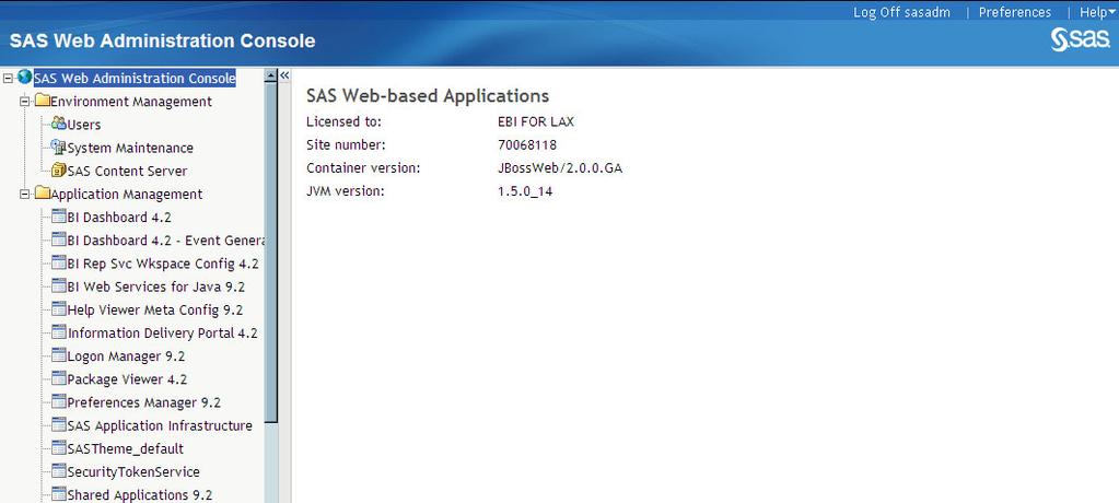 72 Using the SAS Web Administration Console 4 Chapter 6 Using the SAS Web Administration Console About the SAS Web Administration Console The SAS Web Administration Console provides a central
