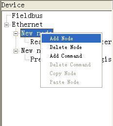 6.3.3 Equipment View Operation Types 1) Add node operation: Left click on Ethernet or existing nodes, and then perform the operation of adding a new node.