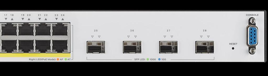 3at PoE+ Large 375w total power budget Scheduled PoE Essential L2 Feature Set VLAN & Traffic